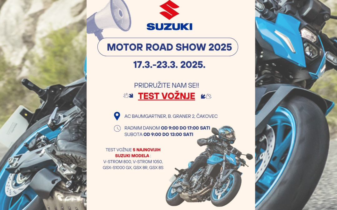 Suzuki Road Show 2025 u AC Baumgartner: Testirajte nove modele motora!